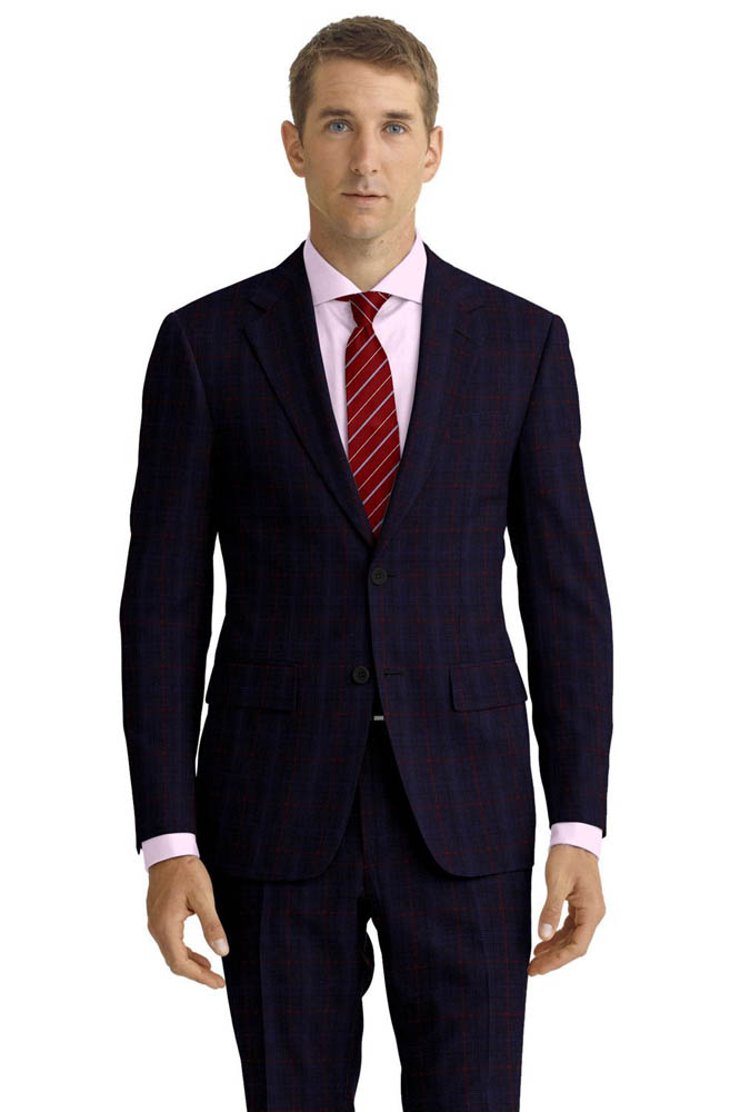 Scabal Navy Red Plaid