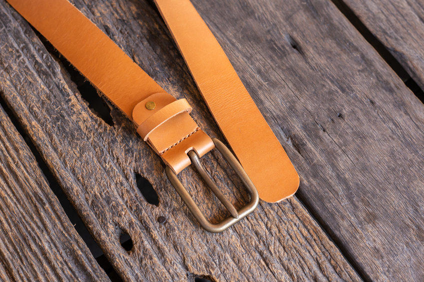 Brown leather belt handmade